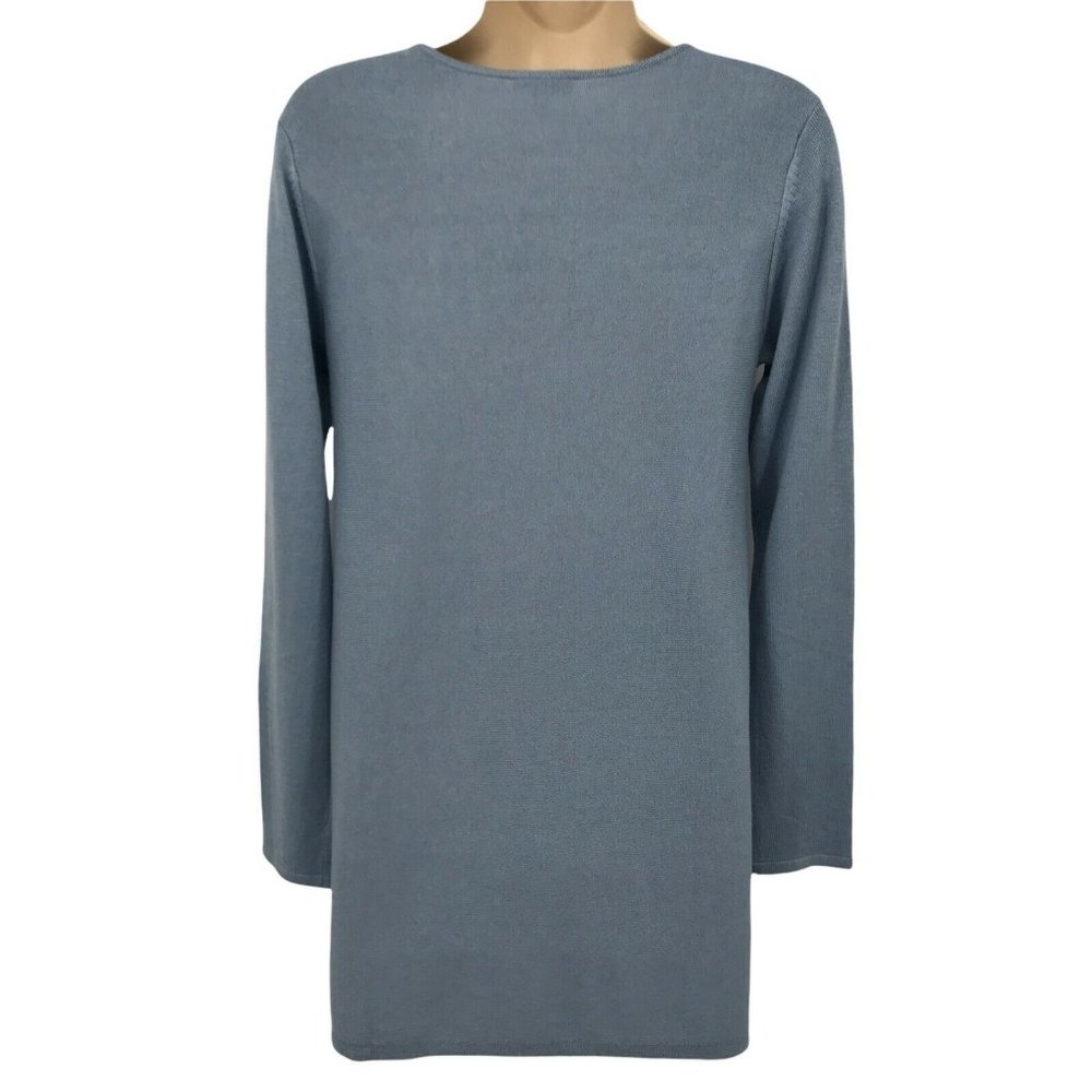 J Jill Womens Long Sleeves V Neck Pullover Breeze Blue Tunic Sweater Size XS - Picture 2 of 8